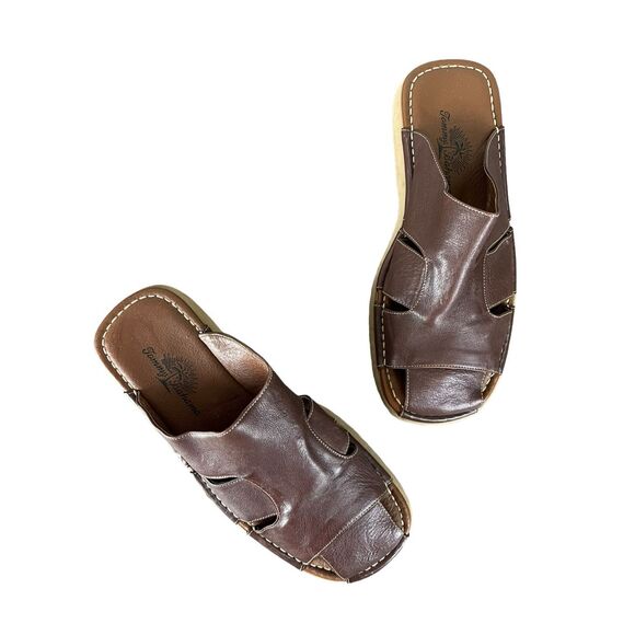 Tommy Bahama Other - NWT Tommy Bahama Men's Beach Slide Closed Toe Sandals Espresso Brown Premium Lea
